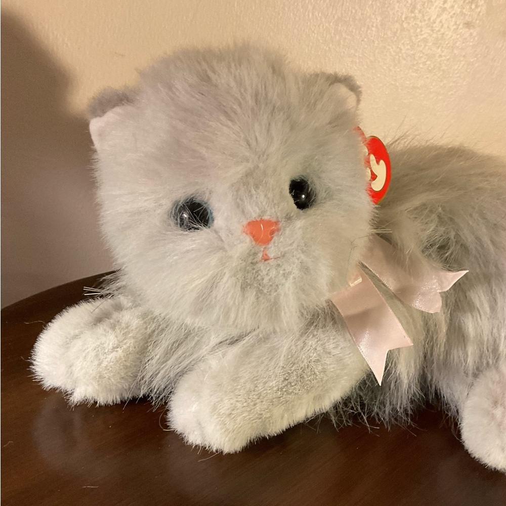 Ty Puffy the gray long hair cat stuffed animal